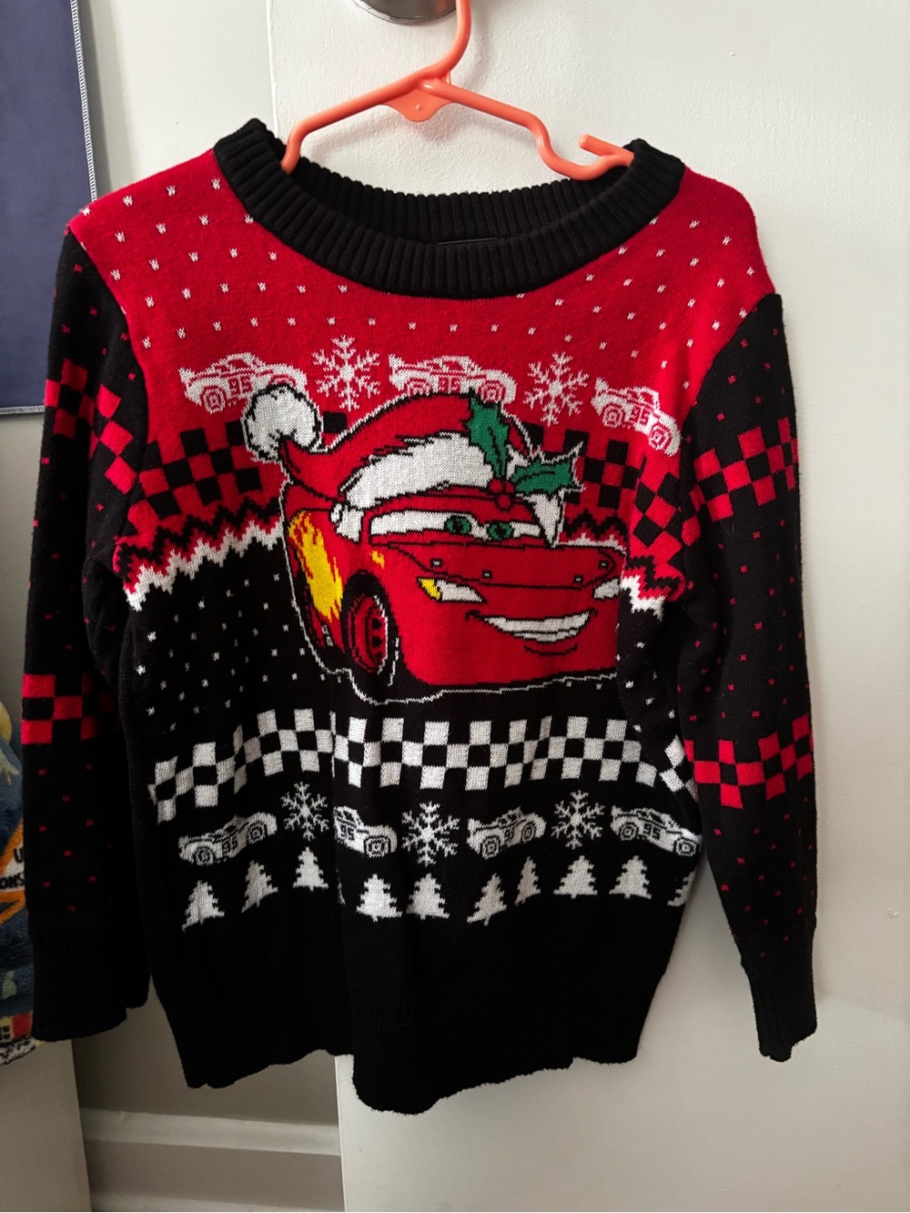 Disney Red and Black Lightning McQueen Holiday Sweater